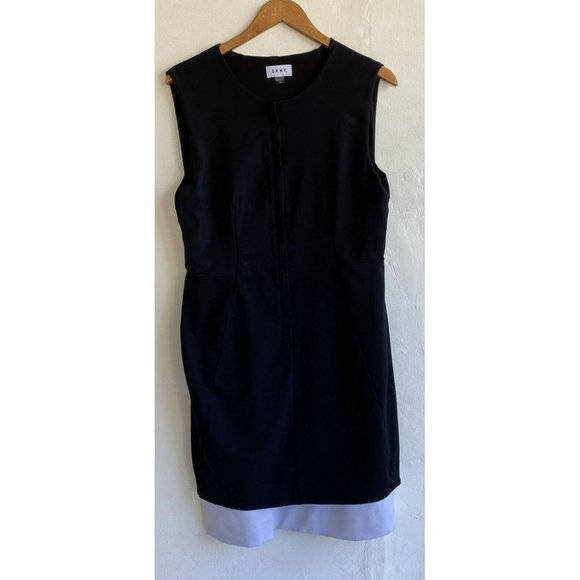 Dkny Dresses & Skirts - DKNY Dress Size 12 Black White Hidden Front Zip Sleeveless 2 Tier Stretchy